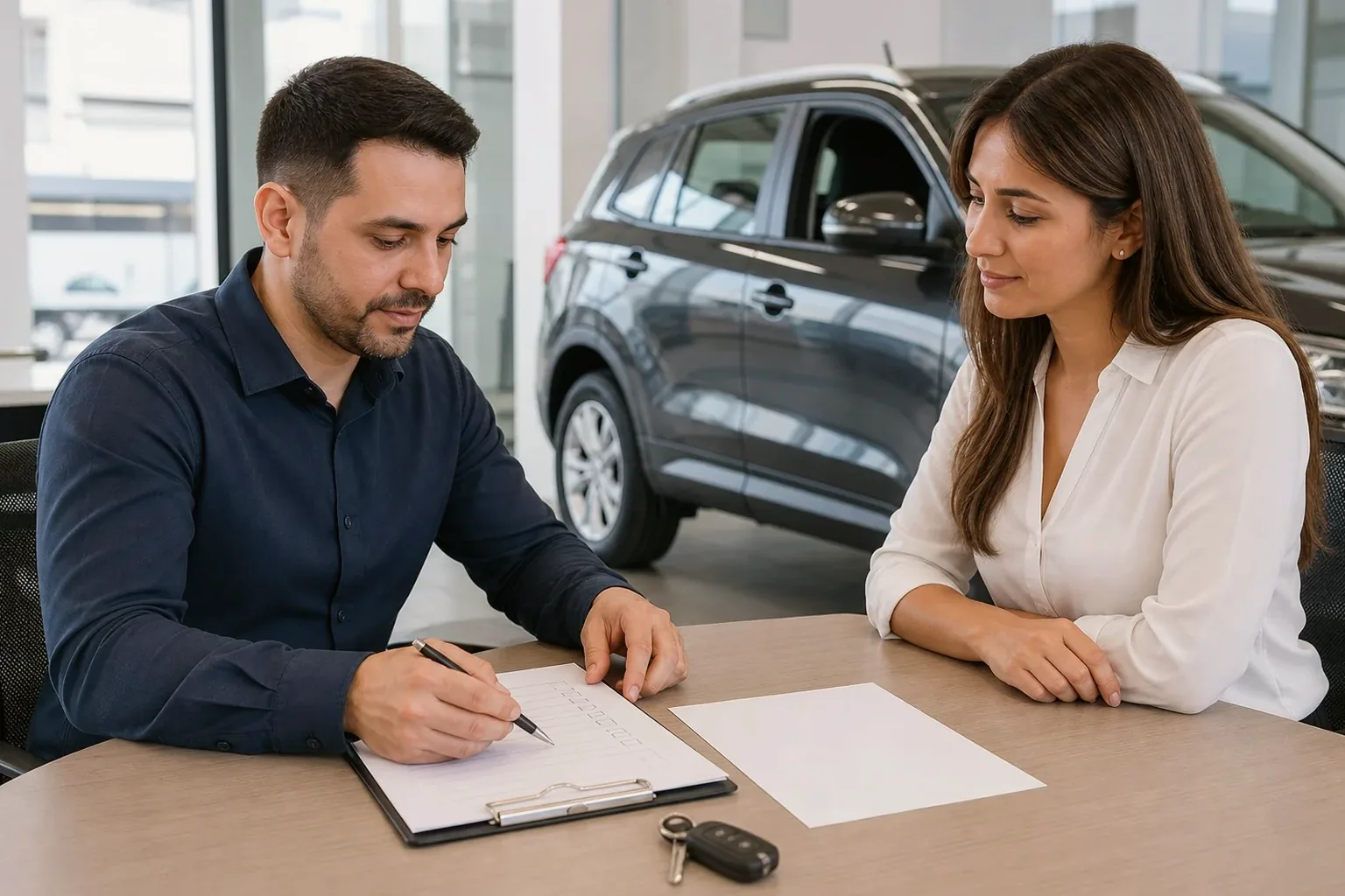 Despachante em Sobral auxiliando no processo de licenciamento de um carro.