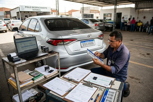 Despachante em Sobral efetivando o emplacamento de um veículo.